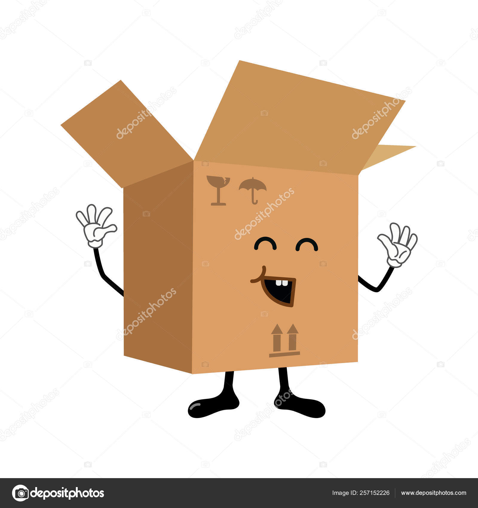 Kawaii Cute Illustration Cardboard Box Happy Eco Friendly Cheering Cartoon  Stock Vector Image by ©illuland #257152226