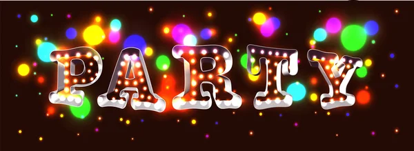 Letras Festivas Estilo Retro Hechas Con Luz Través Siluetas Luces — Vector de stock