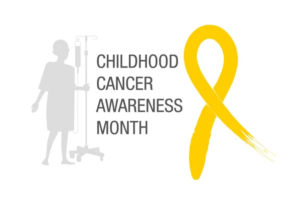 Emblema Mese Sensibilizzazione Sul Cancro Infantile Raffigurante Piccolo Paziente Audace — Vettoriale Stock