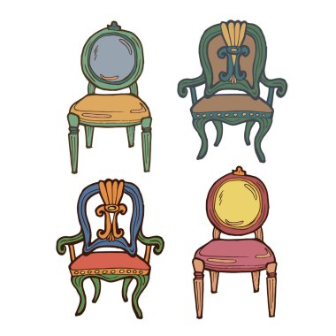 Dört vintage sandalye seti