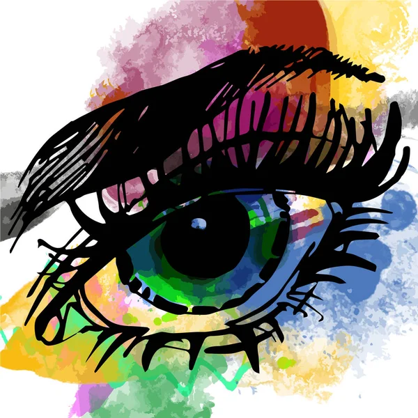 Grote Grafische Eye Aquarel Achtergrond — Stockvector