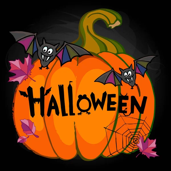 ハロウィンかぼちゃの黒板に幻想的なタイトル — ストックベクタ