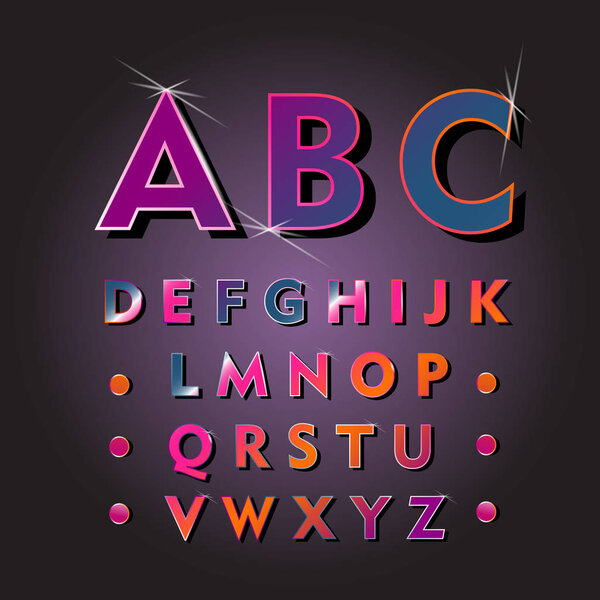 Lighting alphabet on black background