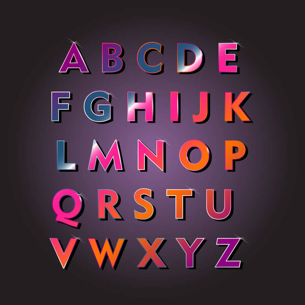 Lighting alphabet on black background