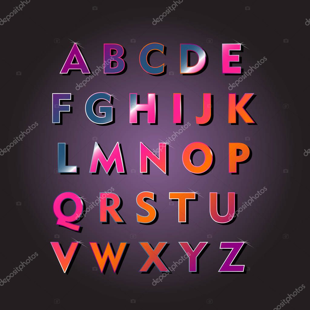 Lighting alphabet on black background