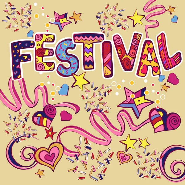 Festival Composizione Lettering Disegnata Mano — Vettoriale Stock