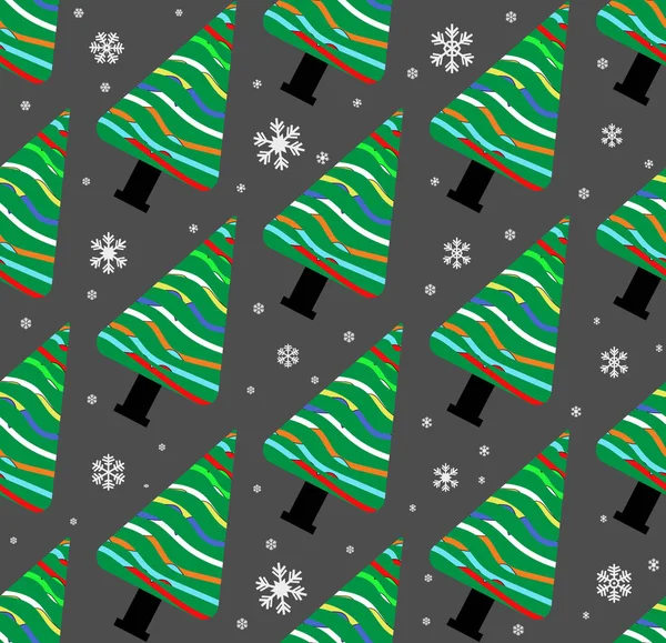Weihnachten Nahtloses Muster Aus Bäumen Und Schnee — Stockvektor