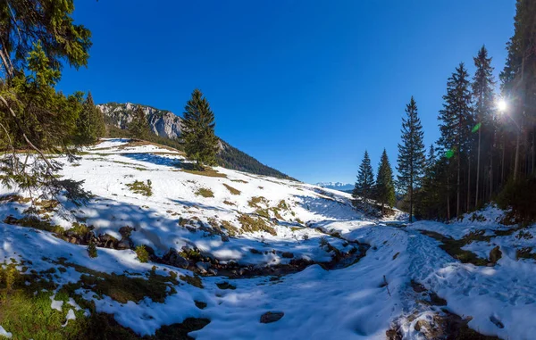 Vista Panorámica Del Monte Piatra Craiului Invierno Parte Cordillera Los — Foto de Stock