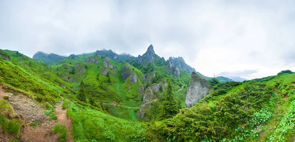 Wandelaars Naar Mount Ciucas Peack Zomer Deel Van Karpaten Variëren — Stockfoto