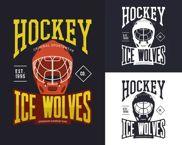 Set di banner hockey isolati per t-shirt — Vettoriale Stock