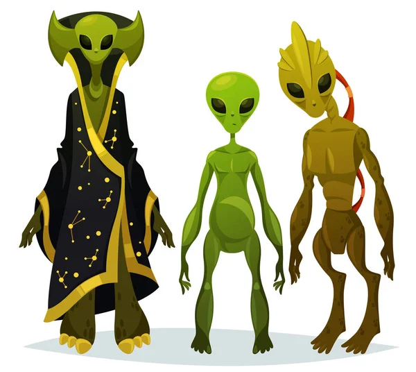 Funny cartoon aliens or extraterrestrial invaders — Stock Vector