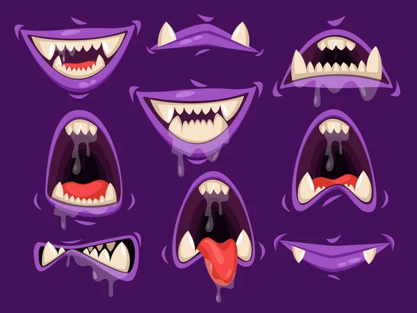 Vampier mond met enge emoties. Monster kaak — Stockvector