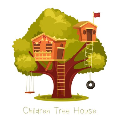 Different playhouses for children on tree. clipart