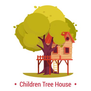 Yapısı veya ağaç üzerinde çocuklar için bina. Tiyatro veya ağaç evi