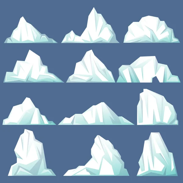 Set of isolated iceberg or drifting arctic glacier — Stock Vector