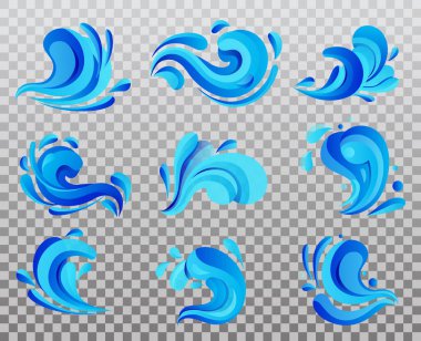 İzole deniz dalgası veya okyanus gelgit gale, nehir su simgeler