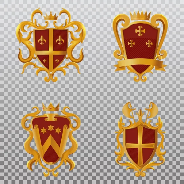 Vintage victorian shields with crown — Stock Vector