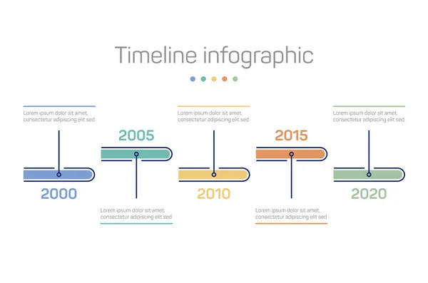 Infografik mit Zeitachsenmarkierungen und Chronologie — Stockvektor