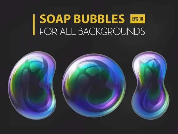 3d realistic soap or water bubbles — Stock Vector