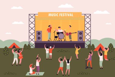 Erkekler ve kadınlar, insanlar müzik Festivali'nde dans
