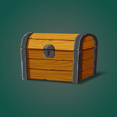 Isolated dower chest or isometric wooden crate clipart
