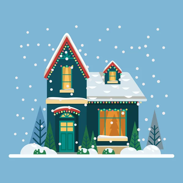 Domu z Ozdoby Boże Narodzenie i nowy rok — Wektor stockowy