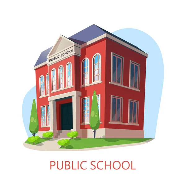 Public school. Elementary education building — Stock Vector