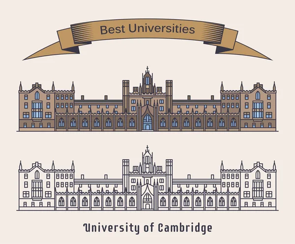 Prédio da Universidade de Cambridge. Arquitetura — Vetor de Stock