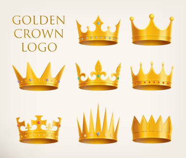 Altın kron logo veya royal headdress simgesi