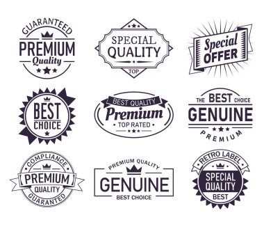 İzole retro marka logosu, ürün işareti kümesi