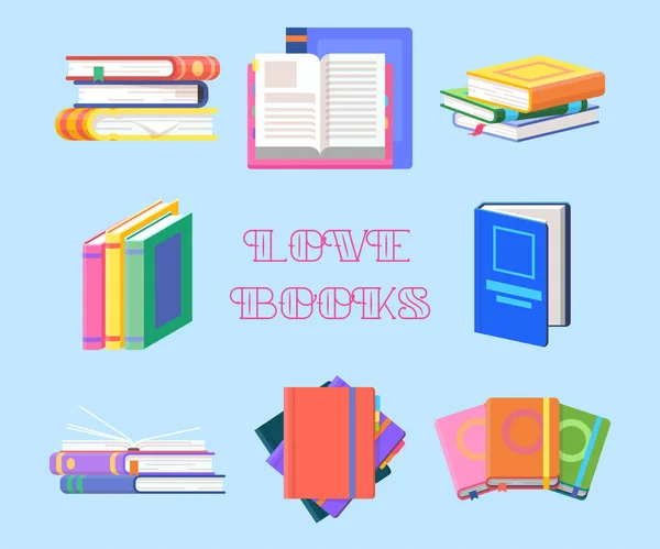 Textbook piles or book heap, textbook. Literature — Stock Vector