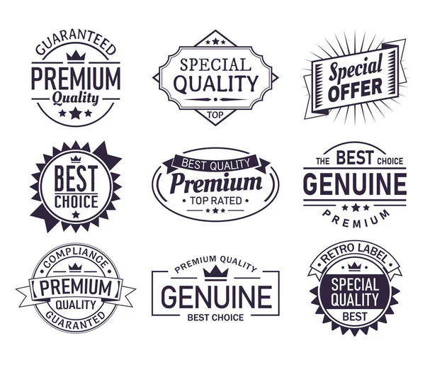 Set of isolated retro brand logo, product sign — Stock Vector