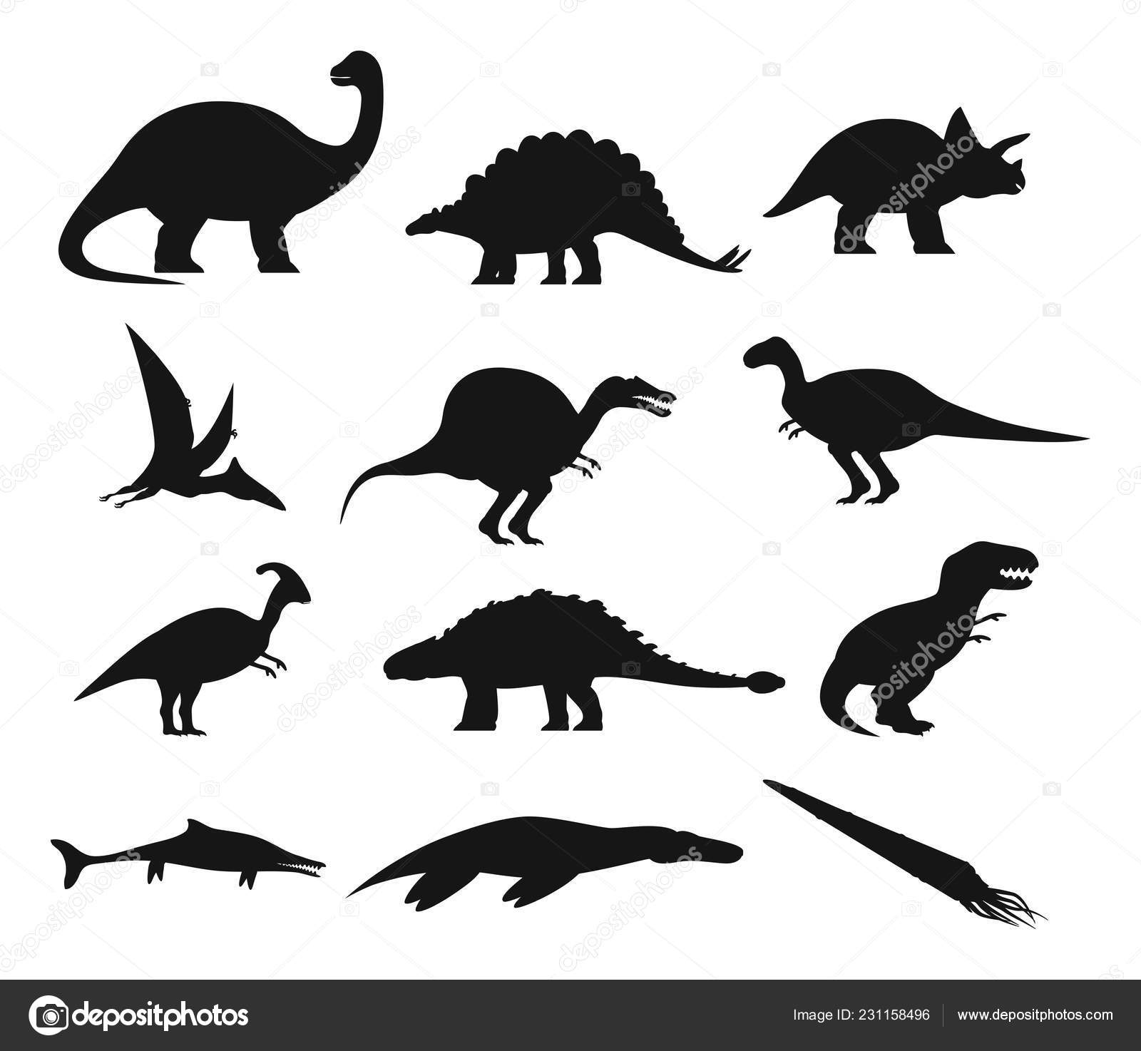 Contorno o contorno del antiguo dinosaurio o dino vector, gráfico
