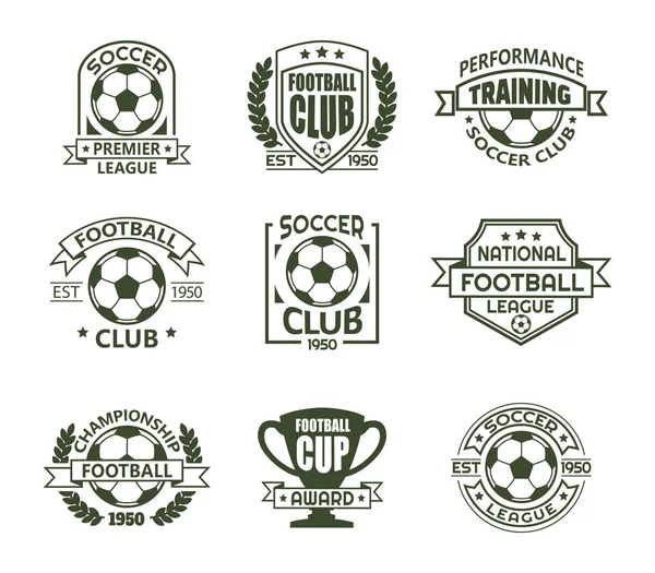 Ensemble de panneaux de club de football vintage isolés — Image vectorielle