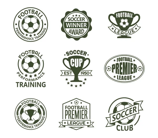 Conjunto de letreros de fútbol aislados o europeos — Archivo Imágenes Vectoriales