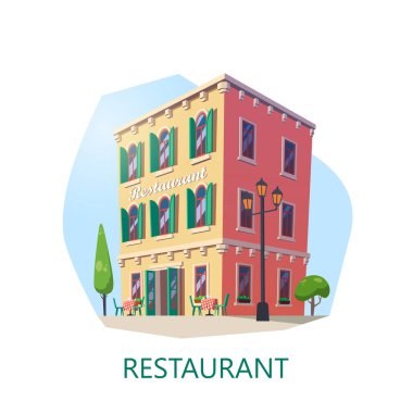 Cephe restoran veya açık büfe, kafeterya binası