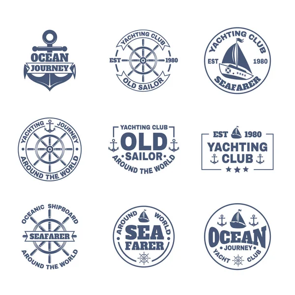 Яхта или корабль, иконки для морских путешествий — стоковый вектор