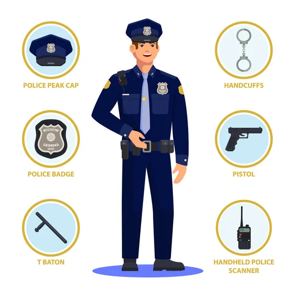 Polizist oder Polizist, Polizist in Uniform — Stockvektor