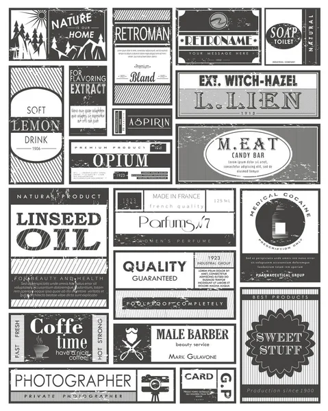 Set of retro or vintage labels or tags, stickers — Stock Vector