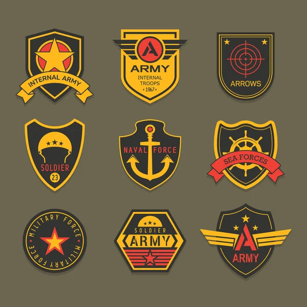 Militaire insignes of leger badge, Amerikaanse soldaat — Stockvector