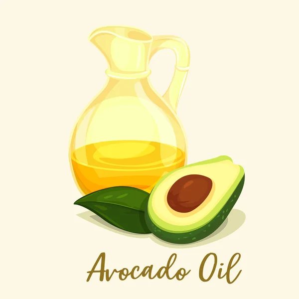 Масло авокадо или фруктовая жидкость в стеклянной бутылке — стоковый вектор