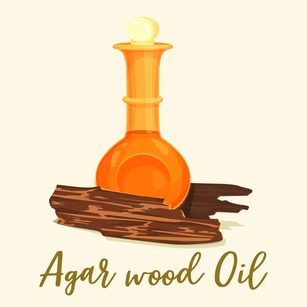 Agar hout parfum of agarwood olie in fles — Stockvector