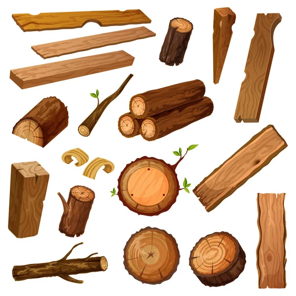 Wióry drewniane, Kora, drewno i potknięcie. Drewno — Wektor stockowy