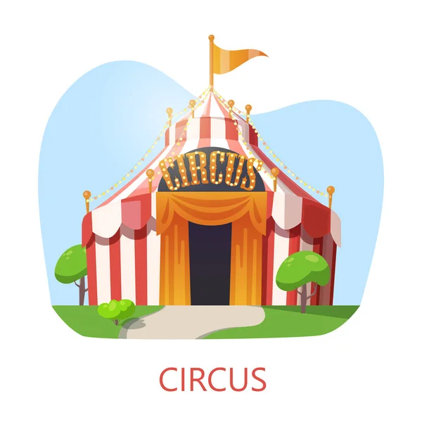 Marquesina de circo o entrada de tienda, parque de atracciones — Vector de stock