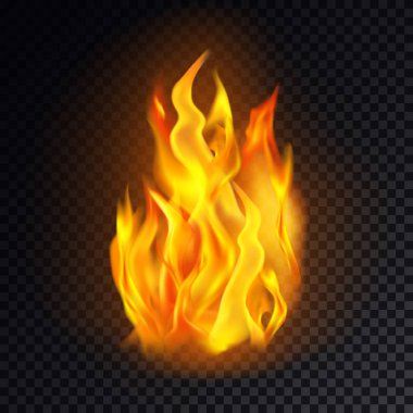 Alev simgesini veya yangın emoji, aydınlatılmış ifade, tehlike