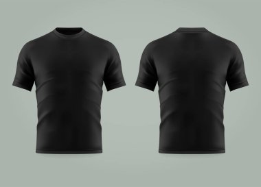 3D veya gerçekçi siyah t-shirt veya gömlek giymek