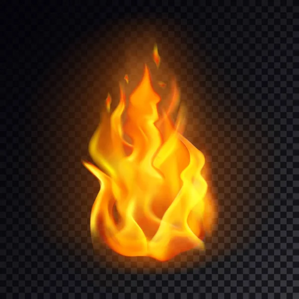 Realistic fire or 3d flame, orange burn emoji — Stock Vector