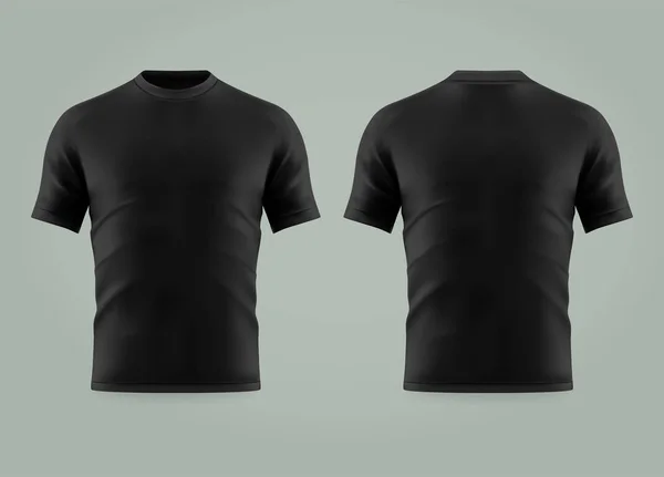 3d o realistico nero t-shirt o camicia usura — Vettoriale Stock