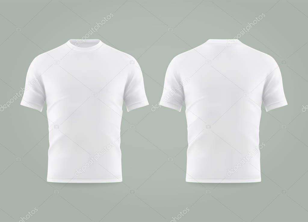 Set of isolated white t-shirt or realistic apparel