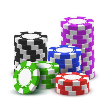 Yığın spor poker yongaları veya Casino Nakit 3D yığını